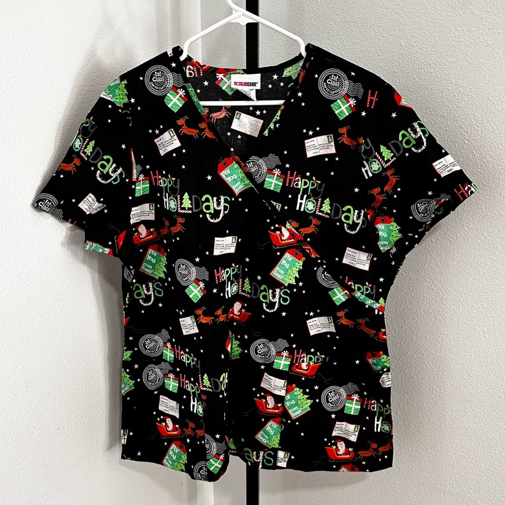 Scrubstar size large Christmas scrub top